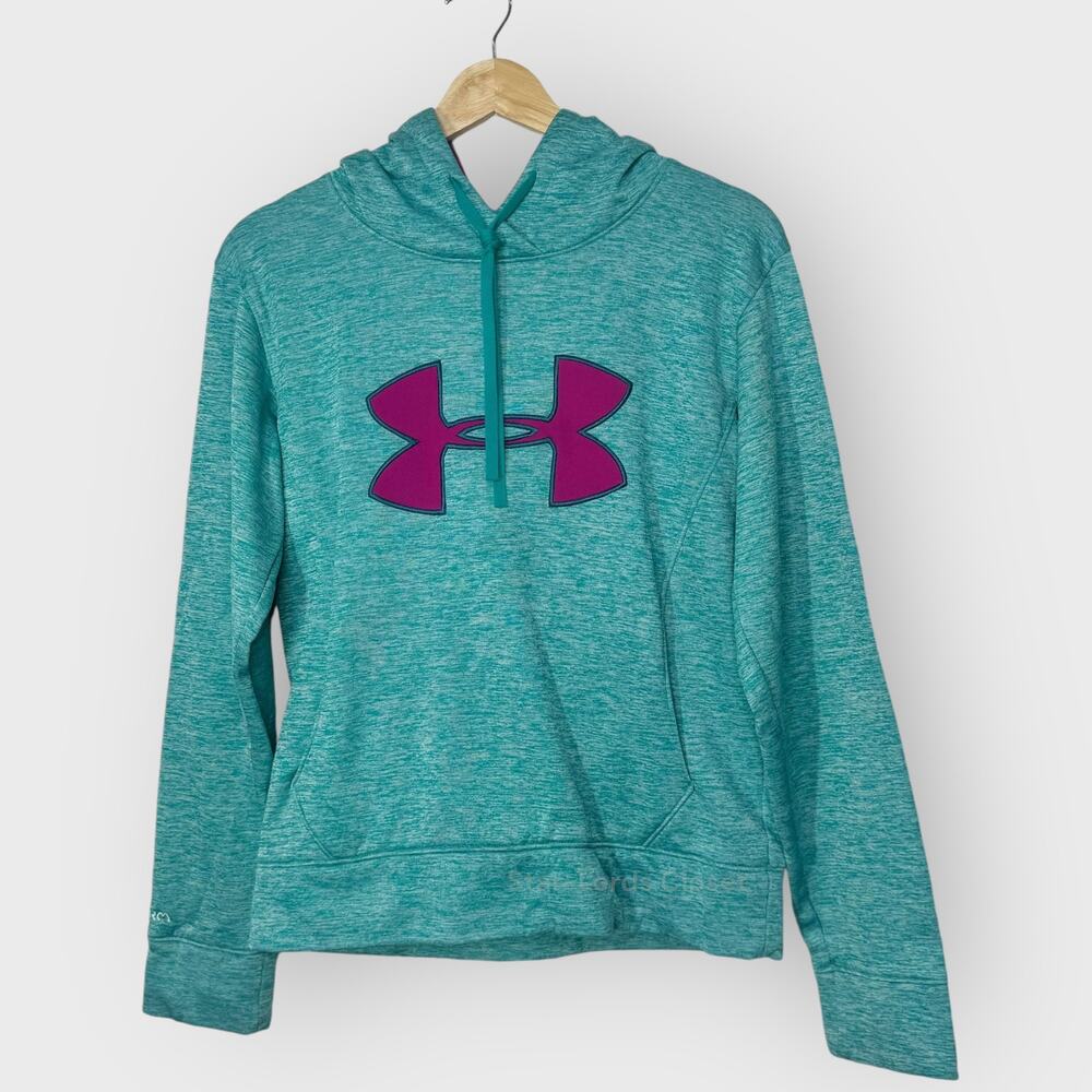 Under Armour Womens Pullover Hoodie Small Turquoise XStorm Fleece Sweatshirt
